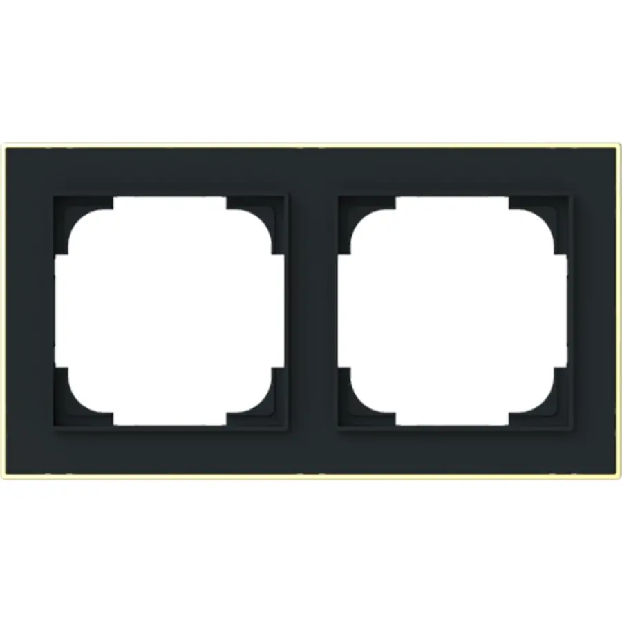 Busch-Jaeger afdekraam 2-voudig Art Linear zwart mat sierring goudkleurig (1722-453M)