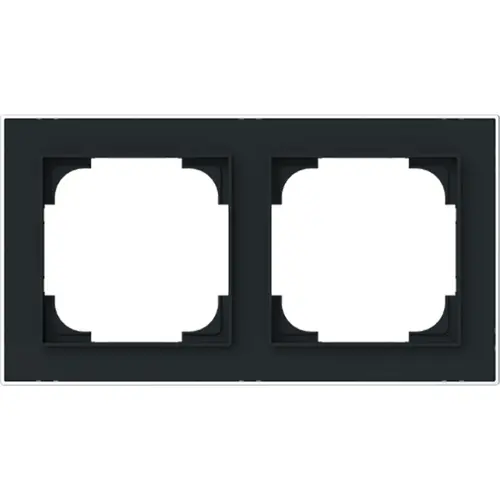 Busch-Jaeger afdekraam 2-voudig Art Linear zwart mat sierring chroom (1722-456M) Busch-Jaeger afdekraam 2-voudig Art Linear zwart mat sierring chroom (1722-456M)