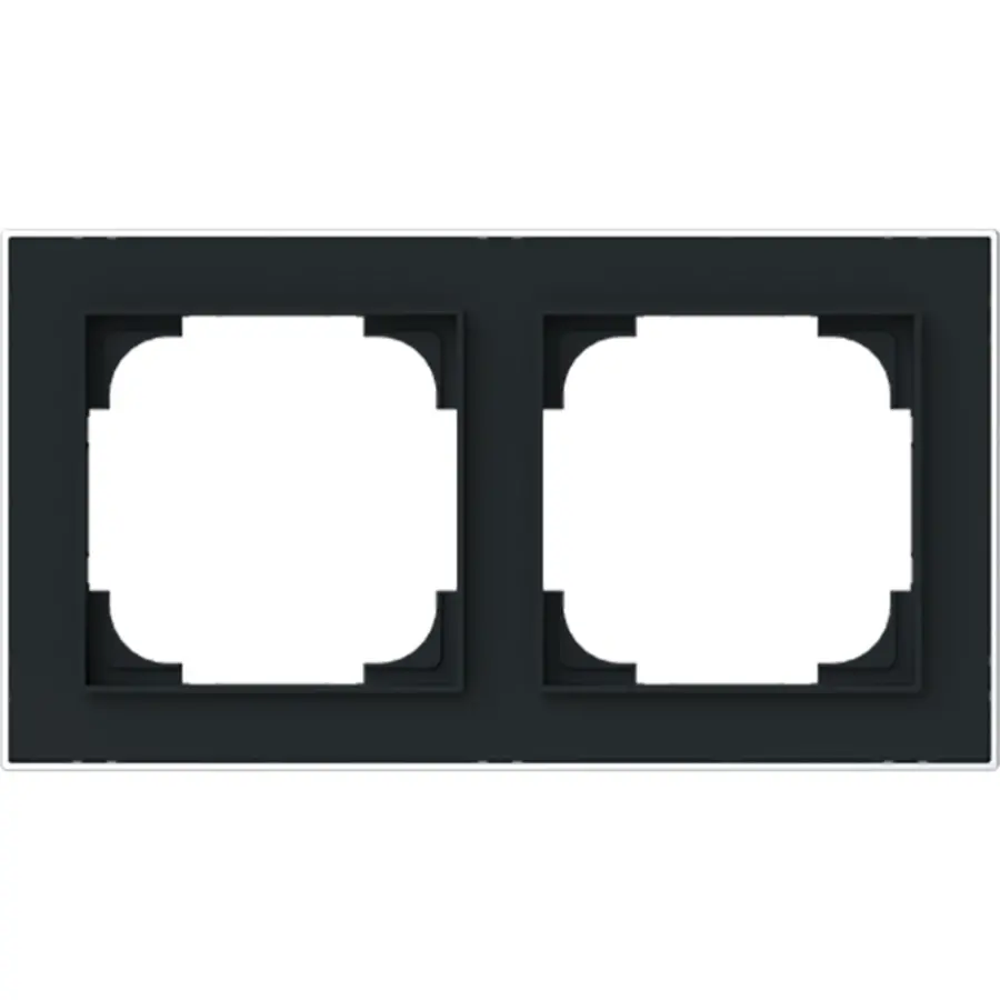 Busch-Jaeger afdekraam 2-voudig Art Linear zwart mat sierring chroom (1722-456M)