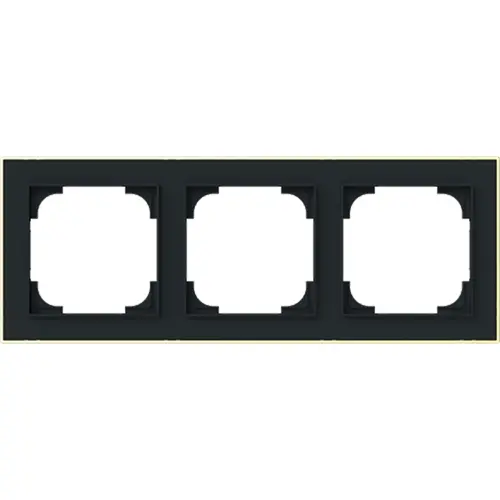 Busch-Jaeger afdekraam 3-voudig Art Linear zwart mat sierring goudkleurig (1723-453M) Busch-Jaeger afdekraam 3-voudig Art Linear zwart mat sierring goudkleurig (1723-453M)