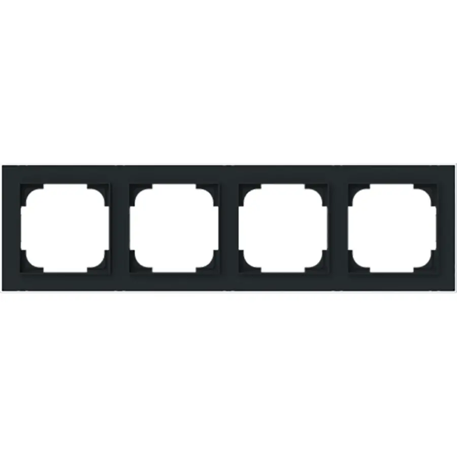 Busch-Jaeger afdekraam 4-voudig Art Linear zwart mat sierring chroom (1724-456M)