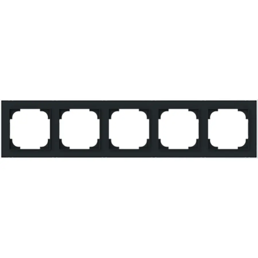 Busch-Jaeger afdekraam 5-voudig Art Linear zwart mat sierring chroom (1725-456M)