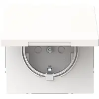 Busch-Jaeger wandcontactdoos randaarde Safety+ met klapdeksel Art Linear studiowit mat (20 EUKB-44M)