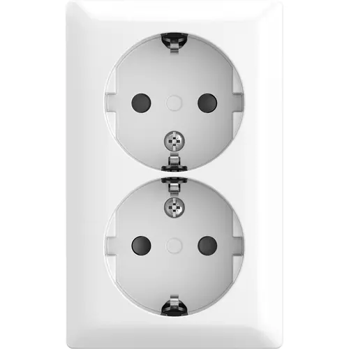 Busch-Jaeger wandcontactdoos met randaarde Safety+ 2-voudig opbouw Balance AP wit (202 EAPBJ-524)