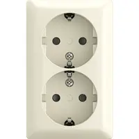 Busch-Jaeger wandcontactdoos met randaarde Safety+ 2-voudig opbouw Balance AP creme (202 EAPBJ-522)