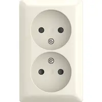 Busch-Jaeger wandcontactdoos zonder randaarde Safety+ 2-voudig opbouw Balance AP creme (202 APBJ-522)