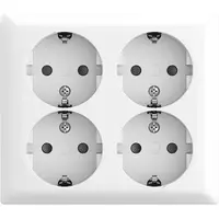 Busch-Jaeger wandcontactdoos met randaarde Safety+ 2-voudig opbouw Balance AP wit (404 EAB-524)