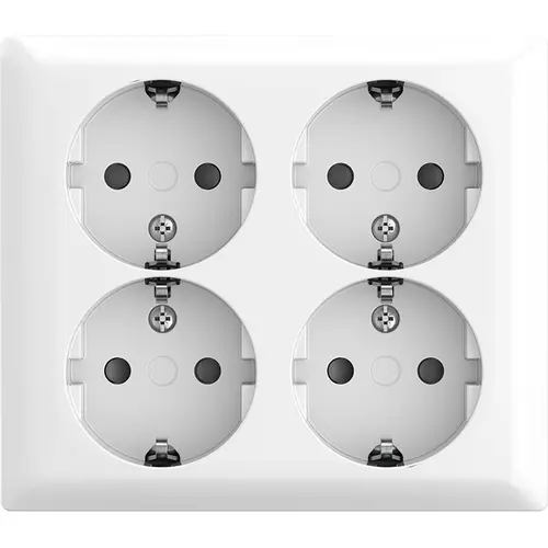 Busch-Jaeger wandcontactdoos met randaarde Safety+ 2-voudig opbouw Balance AP wit (404 EAB-524)