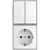 Busch-Jaeger combinatie serieschakelaar en wandcontactdoos randaarde Safety+ opbouw Balance AP wit (2601/5/20 EAPBJ-524)
