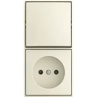 Busch-Jaeger combinatie wisselschakelaar en wandcontactdoos zonder randaarde Safety+ opbouw Balance AP creme (2601/6/20 APBJ-522)