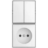 Busch-Jaeger combinatie serieschakelaar en wandcontactdoos zonder randaarde Safety+ opbouw Balance AP wit (2601/5/20 APBJ-524)
