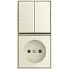 Busch-Jaeger combinatie serieschakelaar en wandcontactdoos zonder randaarde Safety+ opbouw Balance AP creme (2601/5/20 APBJ-522)