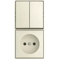 Busch-Jaeger combinatie serieschakelaar en wandcontactdoos zonder randaarde Safety+ opbouw Balance AP creme (2601/5/20 APBJ-522)
