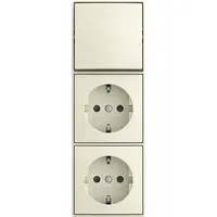 Busch-Jaeger combinatie wisselschakelaar en 2x wandcontactdoos randaarde Safety+ opbouw Balance AP creme (2601/6/20/2 EAPBJ-522)
