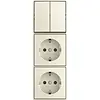 Busch-Jaeger combinatie serieschakelaar en 2x wandcontactdoos randaarde Safety+ opbouw Balance AP creme (2601/5/20/2 EAPBJ-522)
