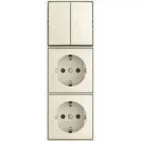 Busch-Jaeger combinatie serieschakelaar en 2x wandcontactdoos randaarde Safety+ opbouw Balance AP creme (2601/5/20/2 EAPBJ-522)