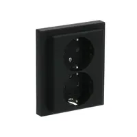 Busch-Jaeger wandcontactdoos 2-voudig randaarde kindveilig voor enkele inbouwdoos Future Linear zwart mat (202 EUJRB-885)