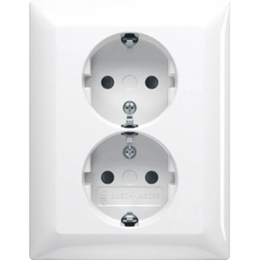 Busch-Jaeger wandcontactdoos 2-voudig randaarde kindveilig voor enkele inbouwdoos met klauwbevestiging Balance SI wit glans (202 EUJB-914)