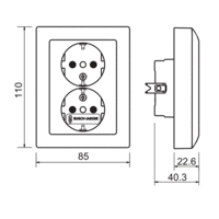 Busch-Jaeger wandcontactdoos 2-voudig randaarde kindveilig voor enkele inbouwdoos met klauwbevestiging Balance SI wit glans (202 EUJB-914)