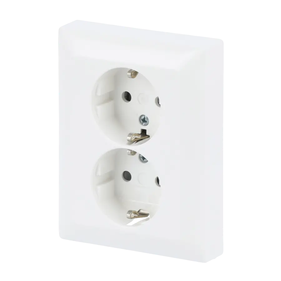 Busch-Jaeger wandcontactdoos 2-voudig randaarde kindveilig voor enkele inbouwdoos met klauwbevestiging Balance SI wit glans (202 EUJB-914)