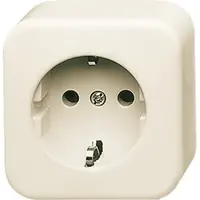 Busch-Jaeger wandcontactdoos randaarde kindveilig opbouw AP plus creme (2300 EAPKS/11-503)