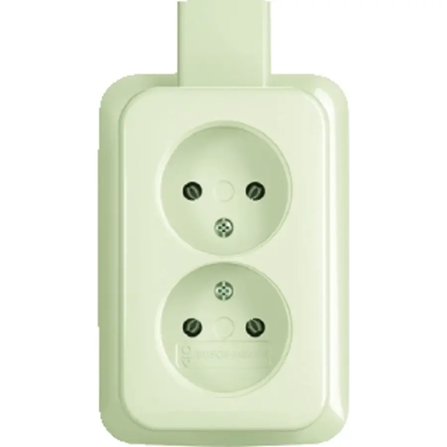 Busch-Jaeger wandcontactdoos 2-voudig randaarde kindveilig K/P-25 opbouw AP plus creme (202 EAPJB)