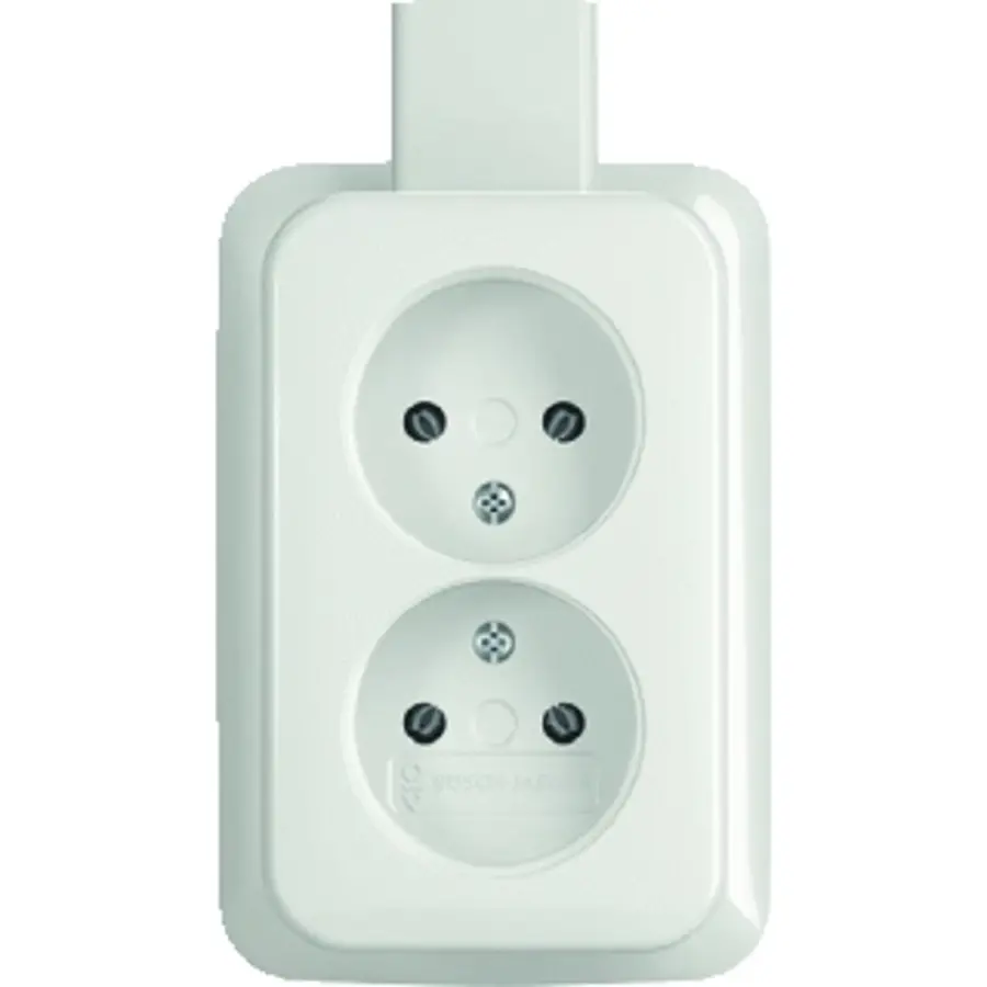 Busch-Jaeger wandcontactdoos 2-voudig randaarde met plaat opbouw AP plus wit (202 APJW)