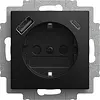 Busch-Jaeger wandcontactdoos randaarde kindveilig met 1xUSB-A met 1xUSB-C voeding Balance SI zwart mat (20 EUCB2USBAC-915)