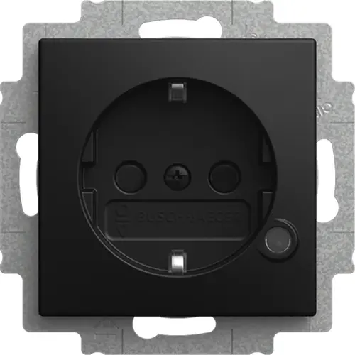 Busch-Jaeger wandcontactdoos randaarde Safety+ met LED-controleverlichting Balance SI zwart mat (20 EUCBL-915)