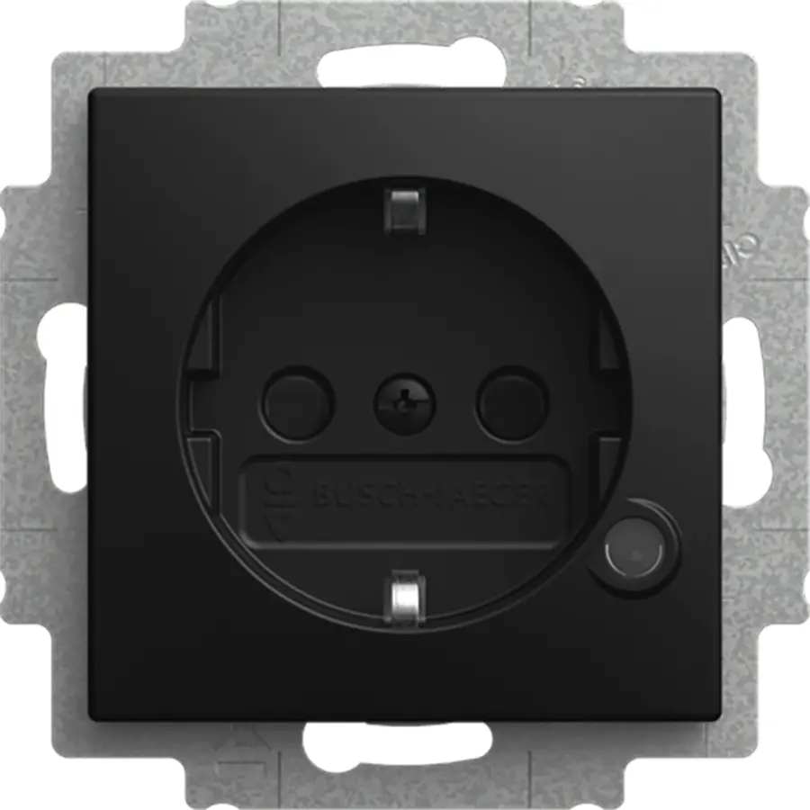 Busch-Jaeger wandcontactdoos randaarde Safety+ met LED-controleverlichting Balance SI zwart mat (20 EUCBL-915)