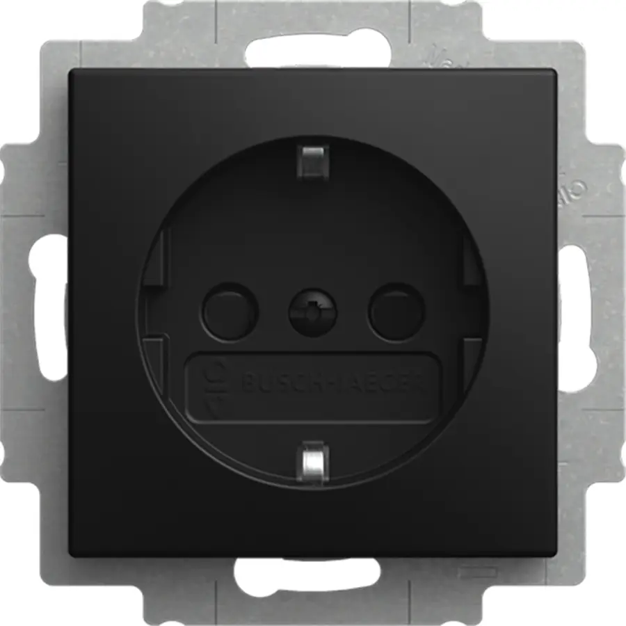 Busch-Jaeger wandcontactdoos randaarde Safety+ met LED-oriëntatieverlichting Balance SI zwart mat (20 EUCBLI-915)