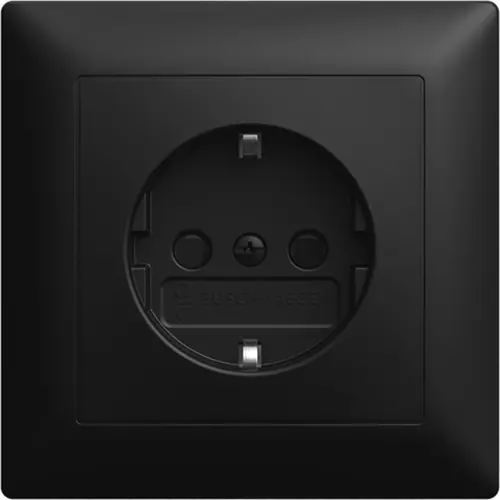 Busch-Jaeger wandcontactdoos randaarde kindveilig vpl inbouw Balance SI zwart mat (20 EUJB-915)