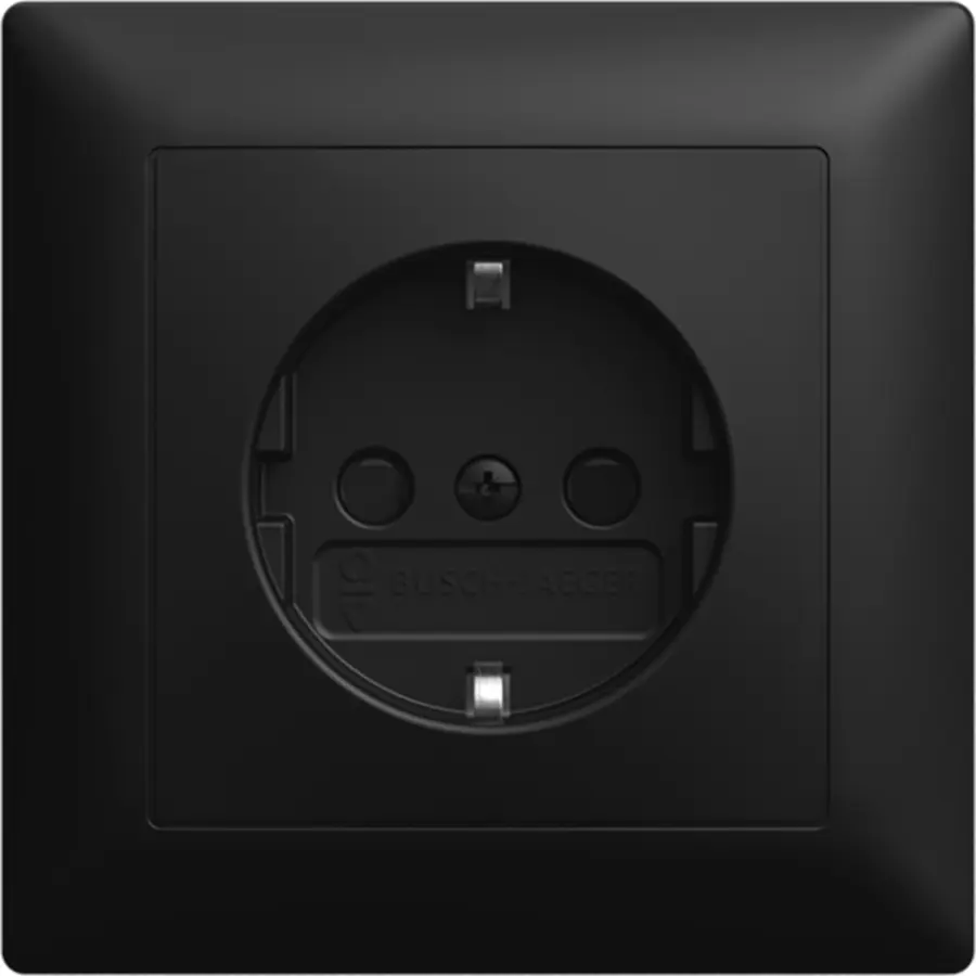 Busch-Jaeger wandcontactdoos randaarde kindveilig vpl inbouw Balance SI zwart mat (20 EUJB-915)
