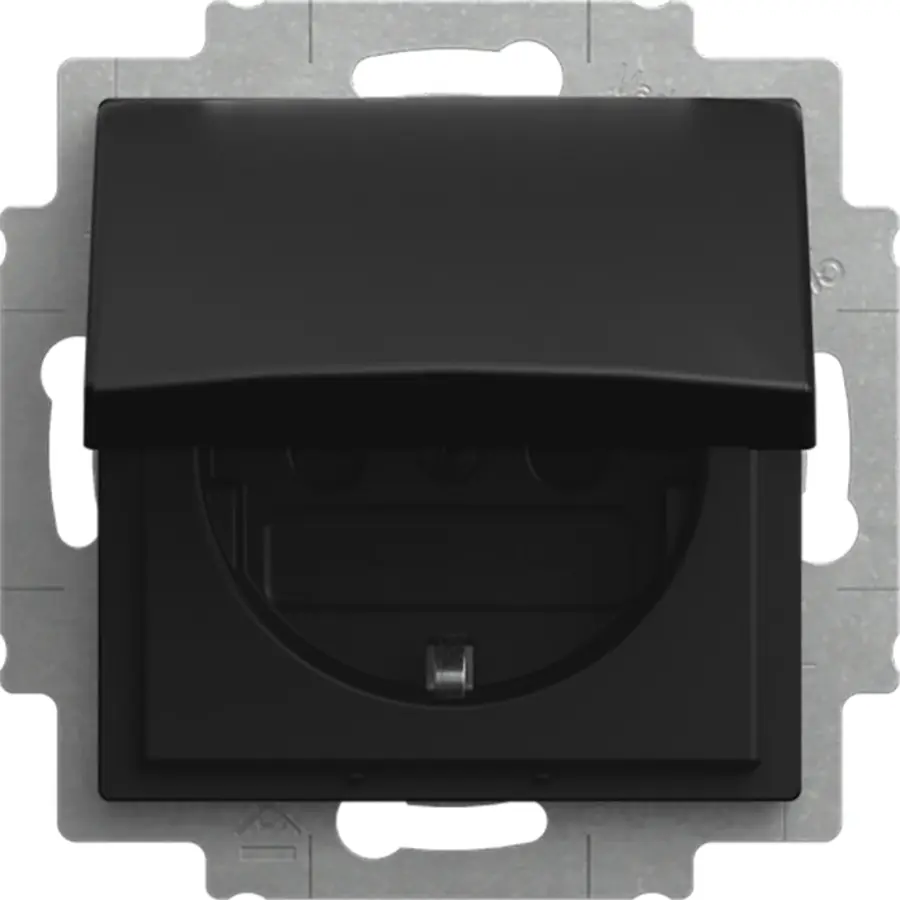 Busch-Jaeger wandcontactdoos randaarde kindveilig kd cpl inbouw Balance SI zwart mat (20 EUKB-915)