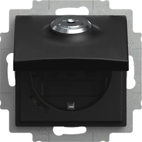 Busch-Jaeger wandcontactdoos randaarde cpl kd met slot inbouw Balance SI zwart mat (20 EUKBSL-915)