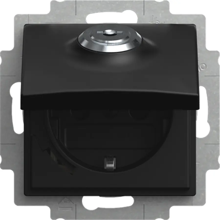 Busch-Jaeger wandcontactdoos randaarde cpl kd met slot inbouw Balance SI zwart mat (20 EUKBSL-915)