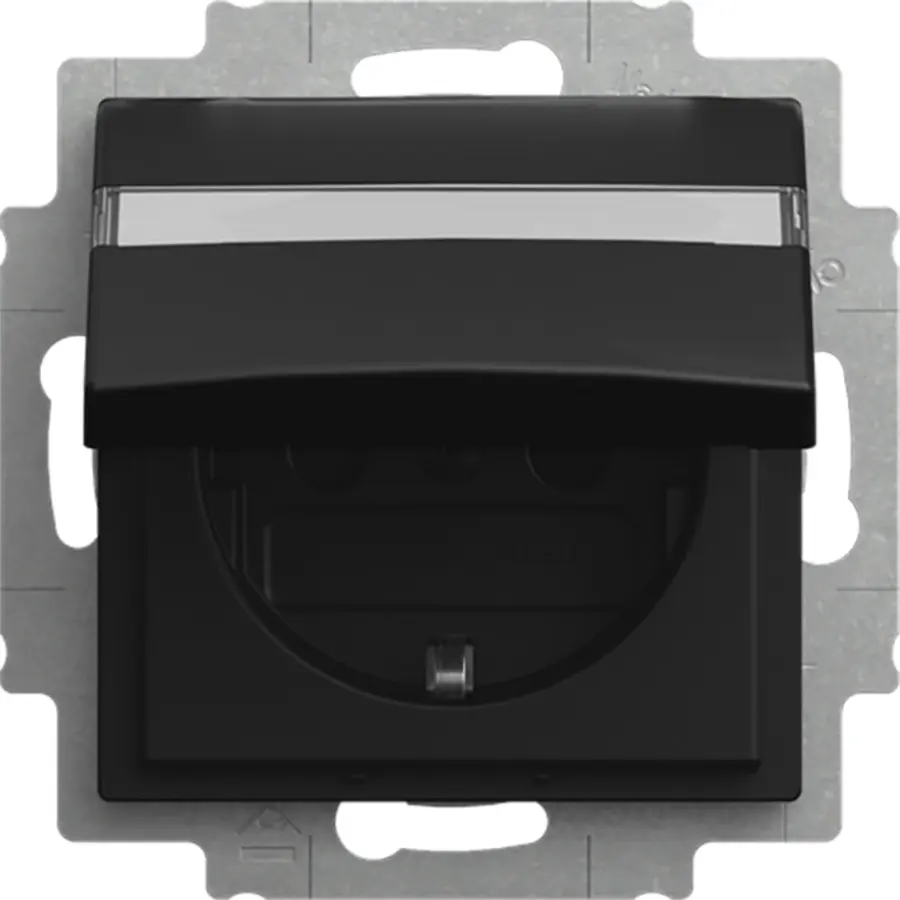 Busch-Jaeger tekstwandcontactdoos randaarde kindveilig kd cpl inbouw Balance SI zwart mat (20 EUKNB-915)