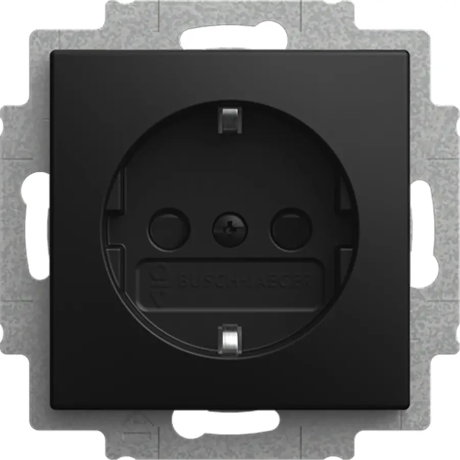 Busch-Jaeger wandcontactdoos randaarde kindveilig cpl schroef inbouw Balance SI zwart mat (23 EUCB-915)