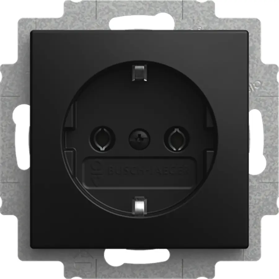 Busch-Jaeger wandcontactdoos randaarde cpl schroef inbouw Balance SI zwart mat (2300 EUC-915)