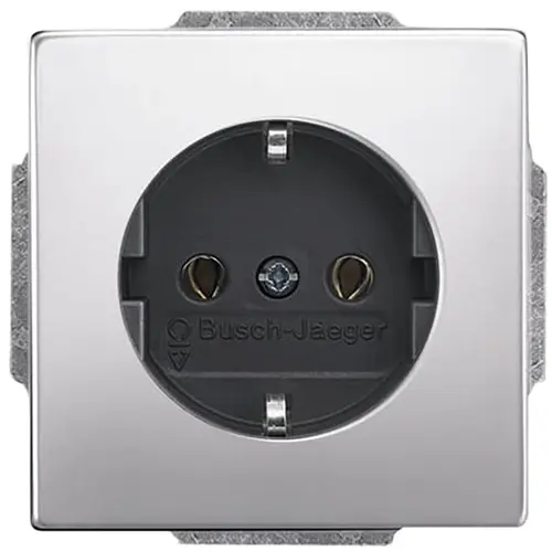 Busch-Jaeger wandcontactdoos randaarde Pure Stainless Steel (20 EUC-866)