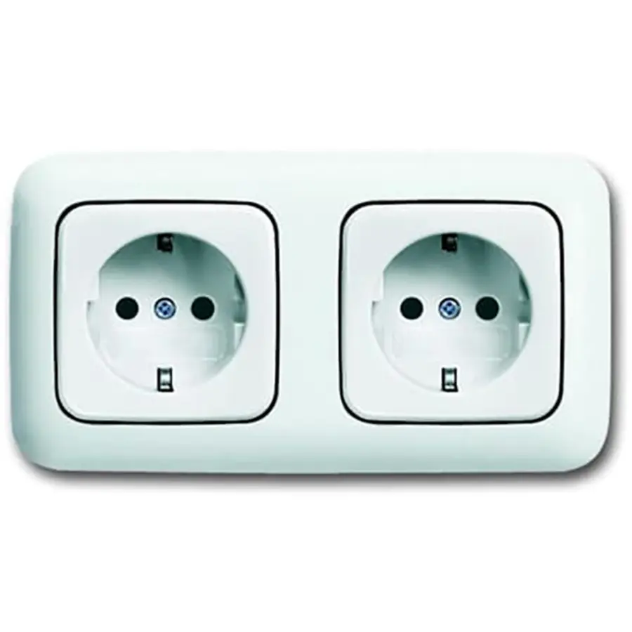 Busch-Jaeger wandcontactdoos 2-voudig randaarde voorbedraad voor duo-inbouwdoos Reflex SI (20-2 EUCJ-214-503)