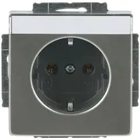 Busch-Jaeger wandcontactdoos randaarde tekstkader Pure Stainless Steel (20 EUN-866)