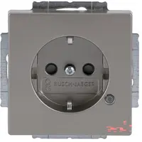 Busch-Jaeger wandcontactdoos randaarde LED-controleverlichting Pure Stainless Steel (20 EUCBL-866)