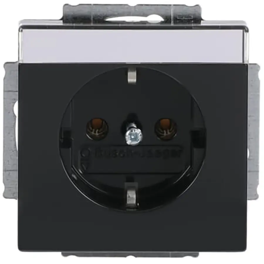 Busch-Jaeger wandcontactdoos randaarde met tekstkader antraciet glans (20 EUN-81)