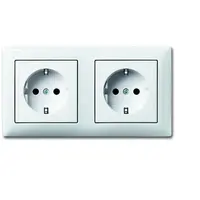 Busch-Jaeger wandcontactdoos 2-voudig randaarde voorbedraad voor duo-inbouwdoos Balance SI wit glans (20-2 EUCJ-914-503)