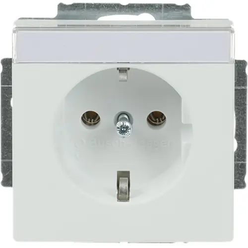 Busch-Jaeger wandcontactdoos randaarde met tekstkader Future Linear studiowit mat (20 EUN-884)