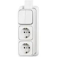 Busch-Jaeger combinatie serieschakelaar/2x wandcontactdoos RA K/P-25 opbouw AP plus wit (2601/5/2300/2EAPJW)