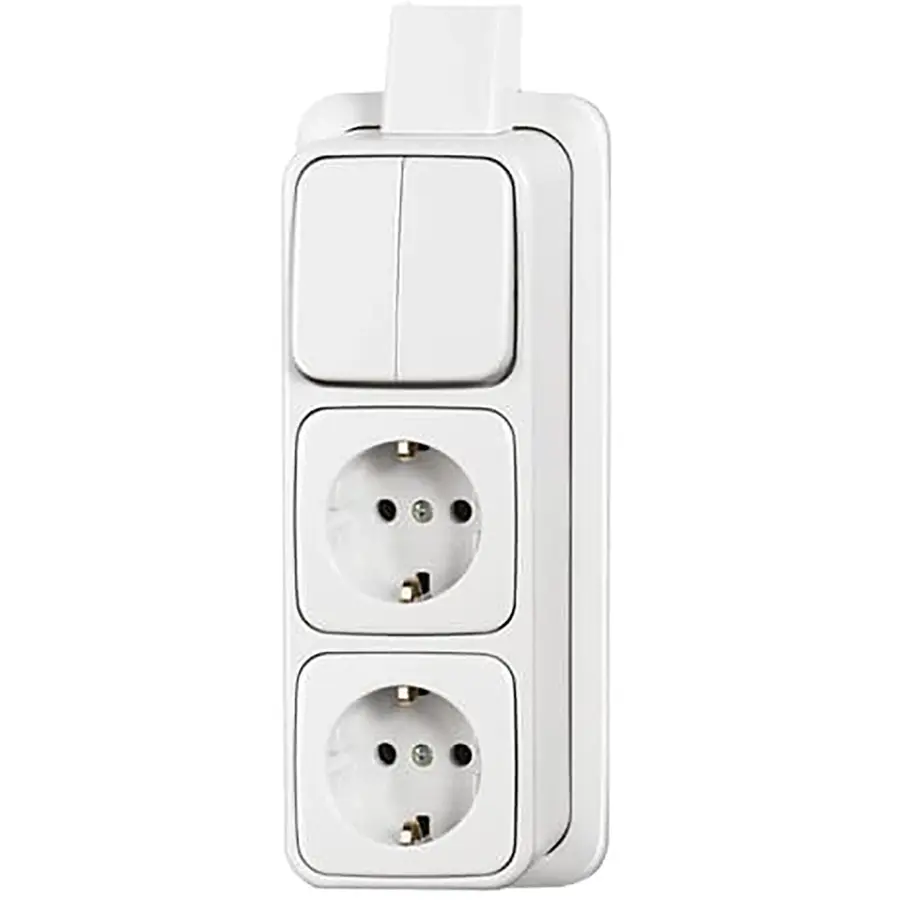 Busch-Jaeger combinatie serieschakelaar/2x wandcontactdoos RA K/P-25 opbouw AP plus wit (2601/5/2300/2EAPJW)