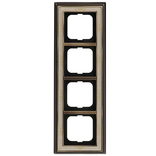 Busch-Jaeger afdekraam 4-voudig Dynasty messing antiek decor creme (1724-846) Busch-Jaeger afdekraam 4-voudig Dynasty messing antiek decor creme (1724-846)