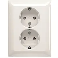 Busch-Jaeger wandcontactdoos 2-voudig randaarde voor enkele inbouwdoos Balance SI wit glans (202 EUJR-914)